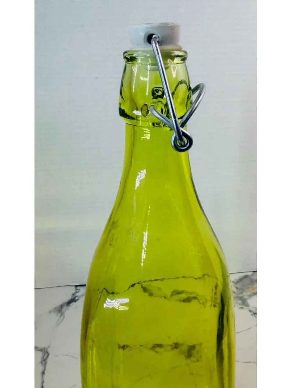 Beautiful Green Glass Bottle with Swing Top